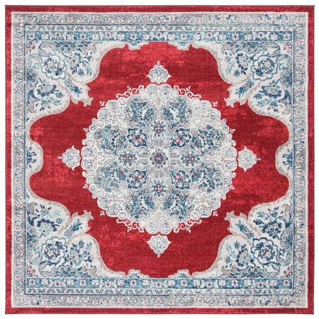 Safavieh 3 x 3 ft. Brentwood Power Loomed Square Area Rug Red & Ivory BNT867Q-3SQ